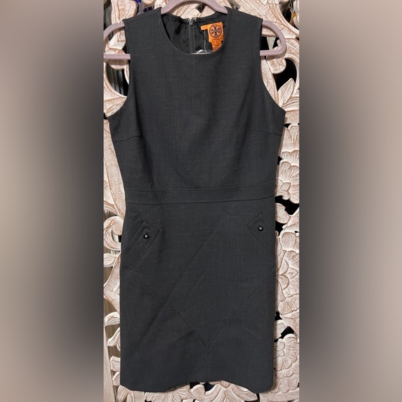 NWT Sleeveless Wool Blend Black Tory Burch Dress W/ Pockets - 12 - Picture 2 of 6